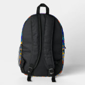 Sac À Dos Imprimé Hex Mandala bleu jaune rouge et vert (Verso)