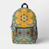 Sac À Dos Imprimé Hex Mandala Jaune Turquoise et Brown (Recto)