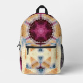 Sac À Dos Imprimé Hex Mandala Orange rose et bleu (Recto)