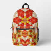 Sac À Dos Imprimé Hex Mandala rouge et jaune (Recto)
