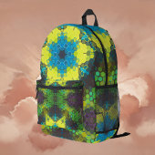 Sac À Dos Imprimé Hex Mandala vert jaune et bleu