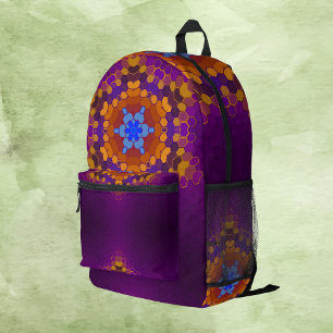Sac À Dos Imprimé Hex Mandala violet orange et bleu