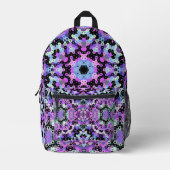 Sac À Dos Imprimé Hex Mandala violet rose et bleu (Recto)