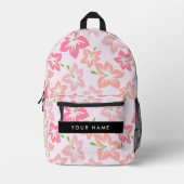 Sac À Dos Imprimé Hibiscus Rose, Fleurs Roses, Votre Nom (Recto)