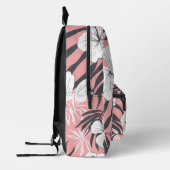 Sac À Dos Imprimé Hibiscus rose tropical personnalisé Monogramme (Gauche)
