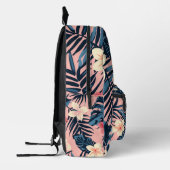 Sac À Dos Imprimé Hibiscus rose tropical personnalisé Monogramme (Gauche)