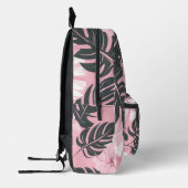 Sac À Dos Imprimé Hibiscus rose tropical personnalisé Monogramme (Gauche)