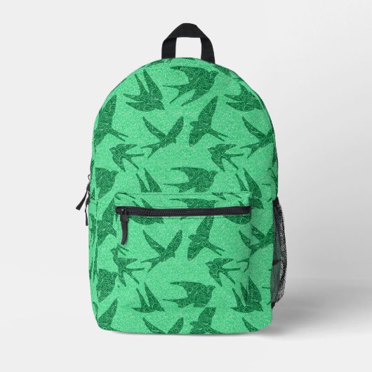Sac À Dos Imprimé hirondelles japonaises en vol, Jade & Emerald Gree (Recto)