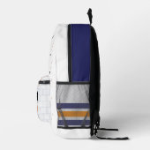 Sac À Dos Imprimé Hockey sur glace bleu et orange | Monogramme (Droite)