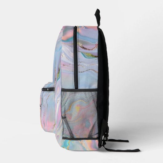 Sac À Dos Imprimé Holographique Iridescente Opal Marble Girls (Droite)