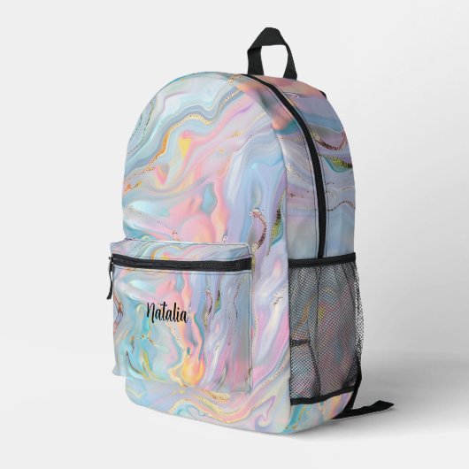 Sac À Dos Imprimé Holographique Iridescente Opal Marble Girls (Coin arrière droit)