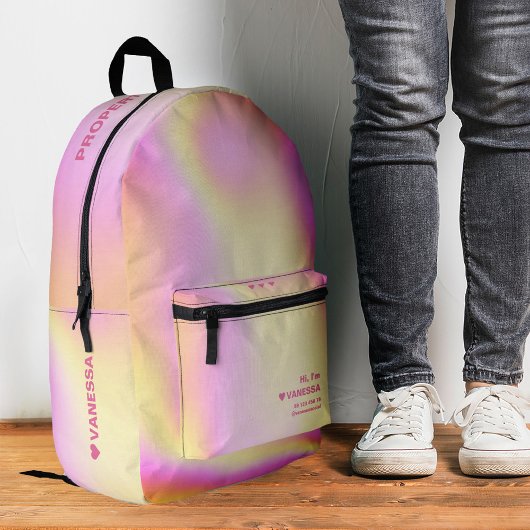 Sac À Dos Imprimé Holographique moderne violet rose jaune élégant