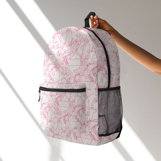 Sac À Dos Imprimé Hot Pink Scribble Cats – modern cute Pattern