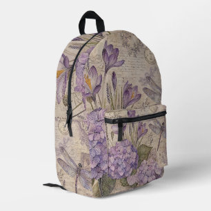 Sac À Dos Imprimé Hydrangeas Chic Usés Violets
