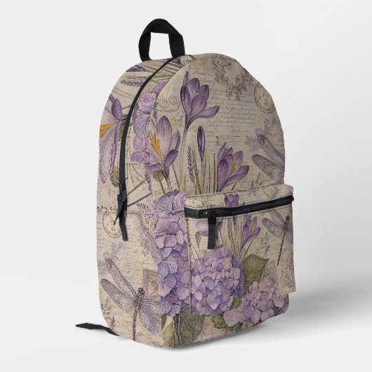 Sac À Dos Imprimé Hydrangeas Chic Usés Violets (Coin arrière gauche)