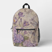 Sac À Dos Imprimé Hydrangeas Chic Usés Violets (Recto)