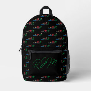Sac À Dos Imprimé Icônes du logo du triathlon en couleur avec monogr
