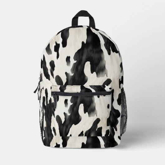Sac À Dos Imprimé Impression animale vache crème noire (Recto)