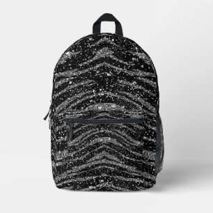 Sac À Dos Imprimé Impression de tigre noir et argenté (aspect partie