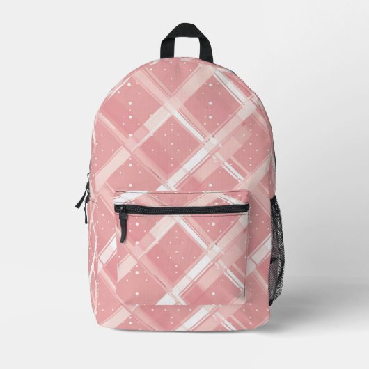Sac À Dos Imprimé Impression Plaid Rose (Recto)