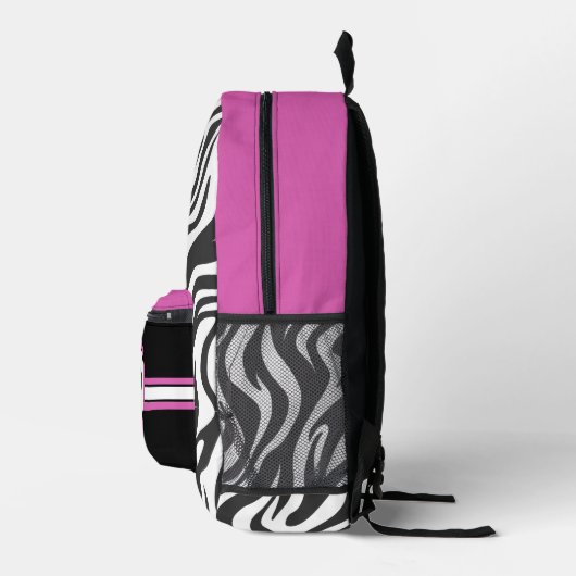 Sac À Dos Imprimé Impression Zebra personnalisée et rose chaud (Droite)