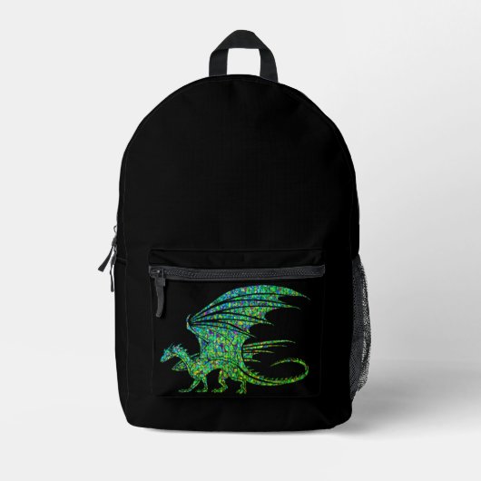Sac À Dos Imprimé Incroyable Dragon Mosaïque Vert (Recto)