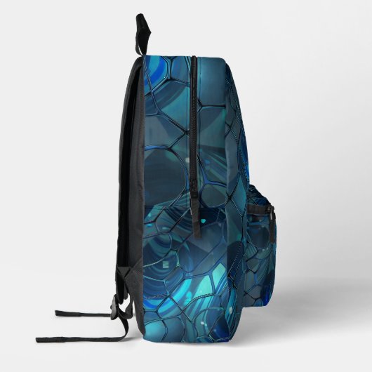 Sac À Dos Imprimé Indigo et Cyan abstrait (Gauche)