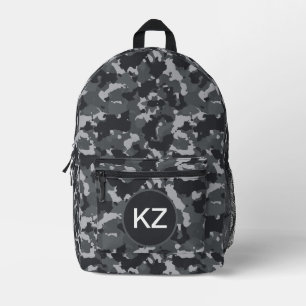 Sac À Dos Imprimé Initiales Camo Gris Noir Urbain