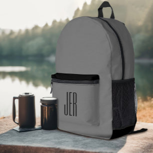 Sac À Dos Imprimé Initiales de monogramme moderne personnalisées Gri