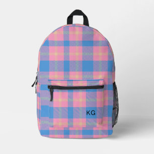 Sac À Dos Imprimé Initiales de monogramme rose et bleu patiné