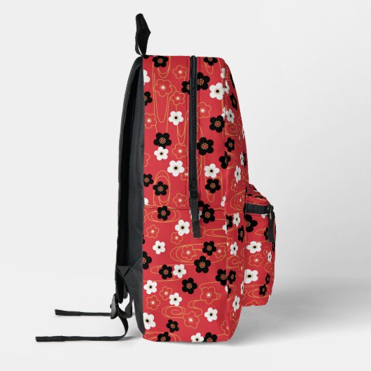 Sac À Dos Imprimé Initiales du monogramme rouge Sakura en fleurs (Gauche)
