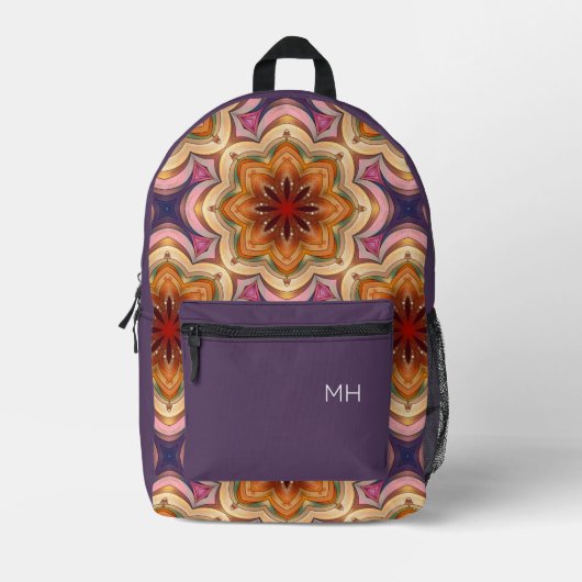 Sac À Dos Imprimé Initiales du Motif de monogrammes Mandala à la mod (Recto)