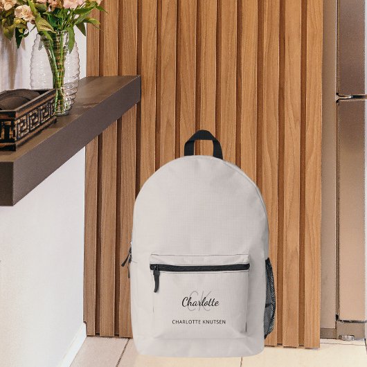 Sac À Dos Imprimé Initiales en monogramme beige nom moderne