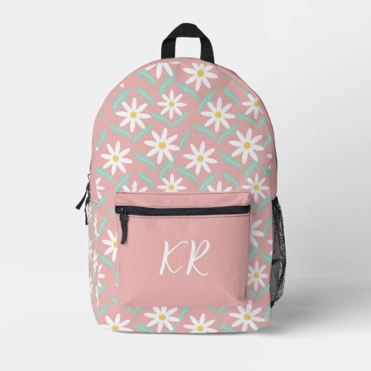 Sac À Dos Imprimé Initiales florales blanches de puissance des année (Recto)