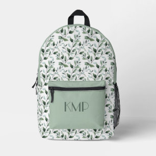 Sac À Dos Imprimé Initiales monogramme verdure feuilles botanique 