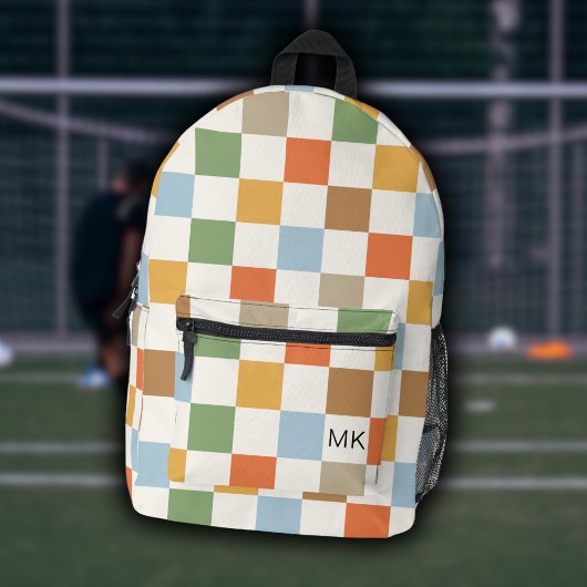 Sac À Dos Imprimé Initiales Monogrammes en damier couleur mignonne