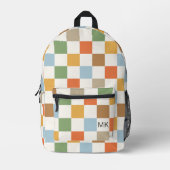 Sac À Dos Imprimé Initiales Monogrammes en damier couleur mignonne (Recto)