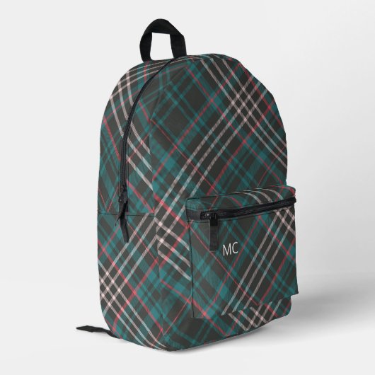 Sac À Dos Imprimé Initiales Monogrammes Plaid De Chèque Moderne Et É (Coin arrière gauche)