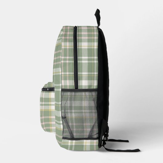 Sac À Dos Imprimé Initiales Monogrammes Plaid Green Sage tendance (Droite)