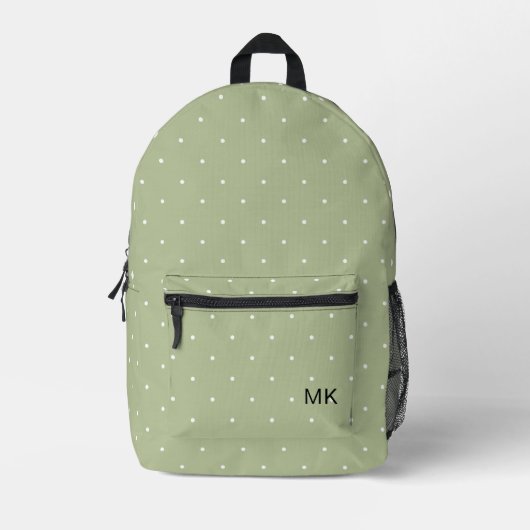 Sac À Dos Imprimé Initiales simples de monogramme vert Polka Point (Recto)