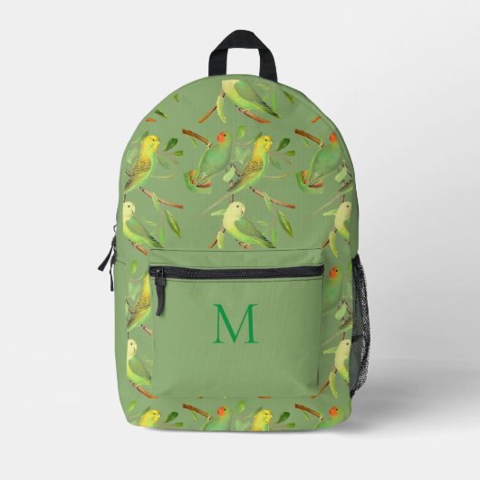 Sac À Dos Imprimé inséparables et perruches - monogrammed (Recto)