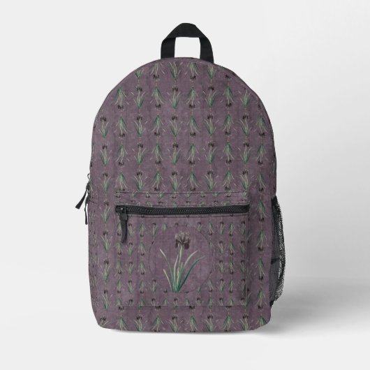 Sac À Dos Imprimé Iris noir sur une tapisserie d'époque (Recto)