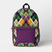 Sac À Dos Imprimé Jacquard Mardi Gras jaune violet vert (Recto)