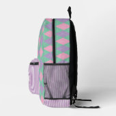 Sac À Dos Imprimé Jacquard Preppy moderne violet et fillette rayée (Droite)