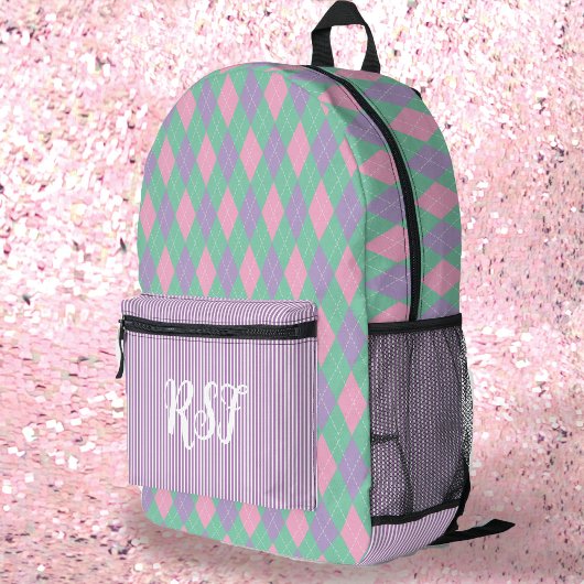 Sac À Dos Imprimé Jacquard Preppy moderne violet et fillette rayée