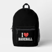 Sac À Dos Imprimé J'adore le baseball (Recto)