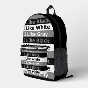 Sac À Dos Imprimé J'Aime Le Blanc Noir Et La Couleur Gris Design Gra
