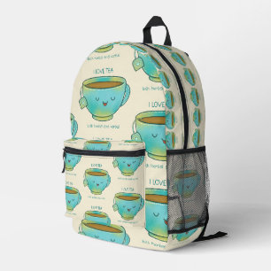 Sac À Dos Imprimé J'aime le thé, qu'il soit à base de plantes ou ver