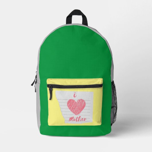 Sac À Dos Imprimé j'aime ma mère (Recto)