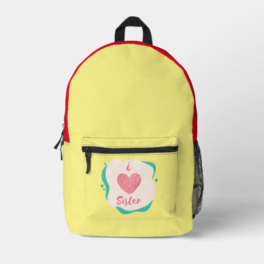 Sac À Dos Imprimé j'aime ma soeur (Recto)